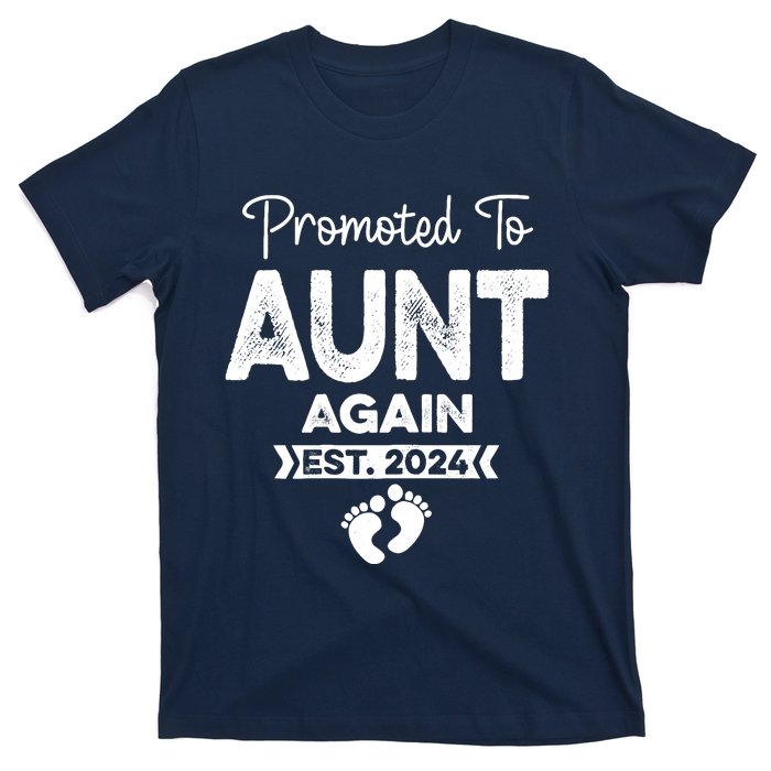 Promoted To Aunt Again Est 2024 Pregnancy Announcement T-Shirt