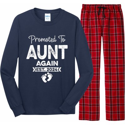 Promoted To Aunt Again Est 2024 Pregnancy Announcement Long Sleeve Pajama Set