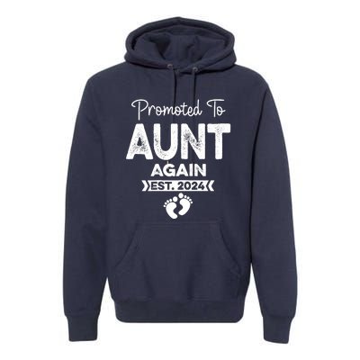 Promoted To Aunt Again Est 2024 Pregnancy Announcement Premium Hoodie