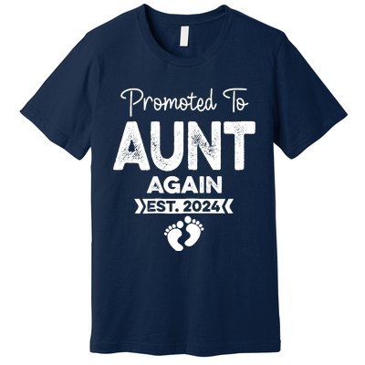 Promoted To Aunt Again Est 2024 Pregnancy Announcement Premium T-Shirt