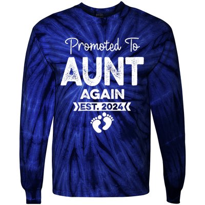 Promoted To Aunt Again Est 2024 Pregnancy Announcement Tie-Dye Long Sleeve Shirt