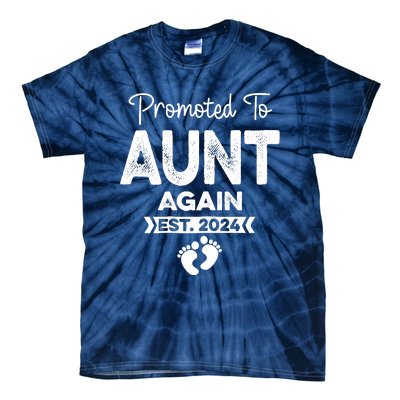 Promoted To Aunt Again Est 2024 Pregnancy Announcement Tie-Dye T-Shirt