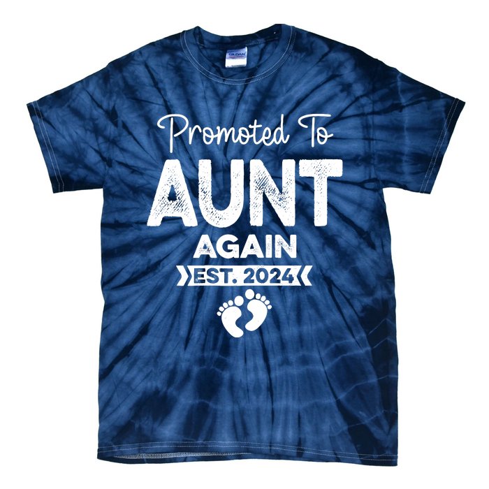 Promoted To Aunt Again Est 2024 Pregnancy Announcement Tie-Dye T-Shirt