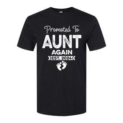 Promoted To Aunt Again Est 2024 Pregnancy Announcement Softstyle CVC T-Shirt