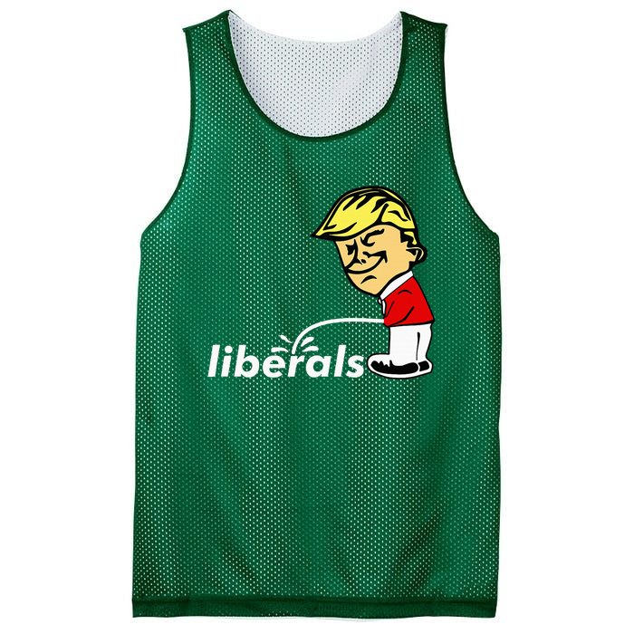 Pro Trump Anti Liberal Donald Trump Pissing On Liberals Gift Mesh Reversible Basketball Jersey Tank