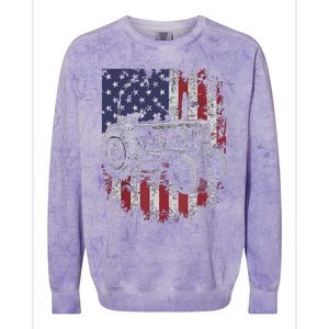 Patriotic Tractor American Flag Tractor Farmer Farm Gift Men Colorblast Crewneck Sweatshirt