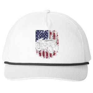 Patriotic Tractor American Flag Tractor Farmer Farm Gift Men Snapback Five-Panel Rope Hat