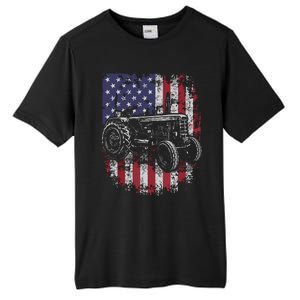 Patriotic Tractor American Flag Tractor Farmer Farm Gift Men Tall Fusion ChromaSoft Performance T-Shirt