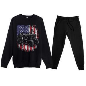 Patriotic Tractor American Flag Tractor Farmer Farm Gift Men Premium Crewneck Sweatsuit Set