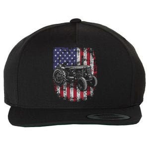 Patriotic Tractor American Flag Tractor Farmer Farm Gift Men Wool Snapback Cap