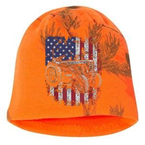 Patriotic Tractor American Flag Tractor Farmer Farm Gift Men Kati - Camo Knit Beanie