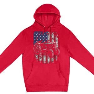 Patriotic Tractor American Flag Tractor Farmer Farm Gift Men Premium Pullover Hoodie