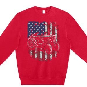 Patriotic Tractor American Flag Tractor Farmer Farm Gift Men Premium Crewneck Sweatshirt