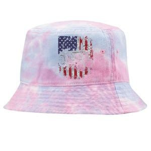 Patriotic Tractor American Flag Tractor Farmer Farm Gift Men Tie-Dyed Bucket Hat