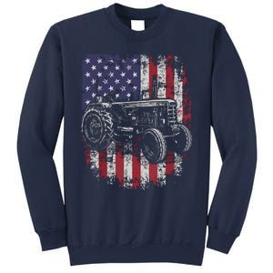 Patriotic Tractor American Flag Tractor Farmer Farm Gift Men Sweatshirt