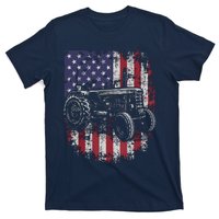 Patriotic Tractor American Flag Tractor Farmer Farm Gift Men T-Shirt