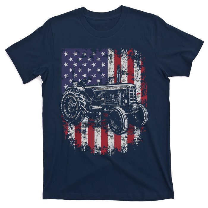 Patriotic Tractor American Flag Tractor Farmer Farm Gift Men T-Shirt