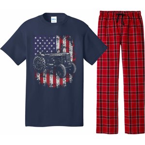 Patriotic Tractor American Flag Tractor Farmer Farm Gift Men Pajama Set