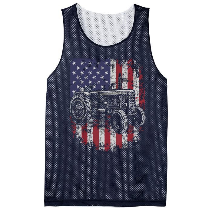 Patriotic Tractor American Flag Tractor Farmer Farm Gift Men Mesh Reversible Basketball Jersey Tank