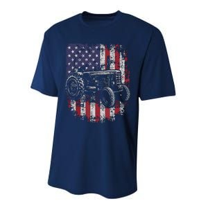 Patriotic Tractor American Flag Tractor Farmer Farm Gift Men Performance Sprint T-Shirt