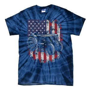 Patriotic Tractor American Flag Tractor Farmer Farm Gift Men Tie-Dye T-Shirt