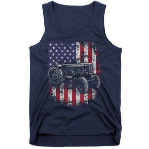 Patriotic Tractor American Flag Tractor Farmer Farm Gift Men Tank Top