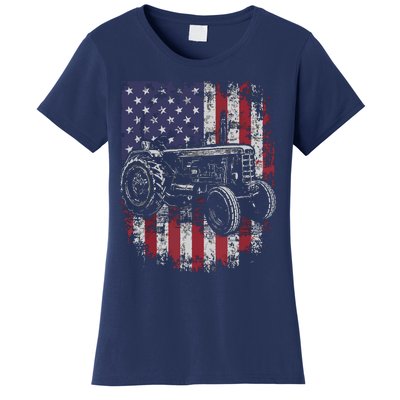 Patriotic Tractor American Flag Tractor Farmer Farm Gift Men Women's T-Shirt