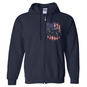 Patriotic Tractor American Flag Tractor Farmer Farm Gift Men Full Zip Hoodie