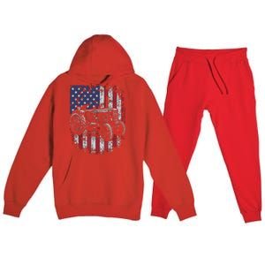 Patriotic Tractor American Flag Tractor Farmer Farm Gift Men Premium Hooded Sweatsuit Set