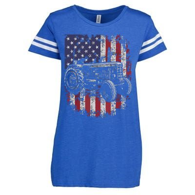 Patriotic Tractor American Flag Tractor Farmer Farm Gift Men Enza Ladies Jersey Football T-Shirt