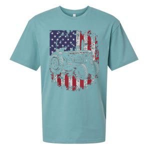 Patriotic Tractor American Flag Tractor Farmer Farm Gift Men Sueded Cloud Jersey T-Shirt