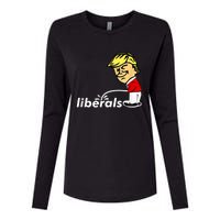 Pro Trump Anti Liberal Donald Trump Pissing On Liberals Womens Cotton Relaxed Long Sleeve T-Shirt