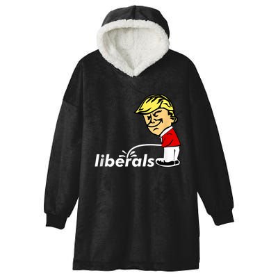 Pro Trump Anti Liberal Donald Trump Pissing On Liberals Hooded Wearable Blanket