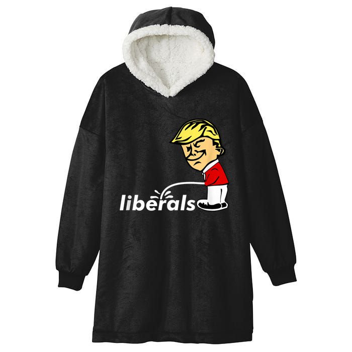 Pro Trump Anti Liberal Donald Trump Pissing On Liberals Hooded Wearable Blanket