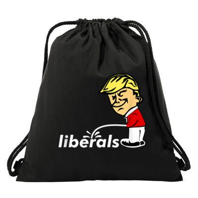 Pro Trump Anti Liberal Donald Trump Pissing On Liberals Drawstring Bag