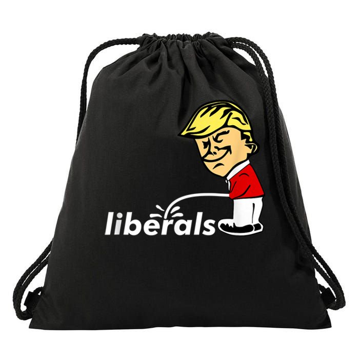 Pro Trump Anti Liberal Donald Trump Pissing On Liberals Drawstring Bag