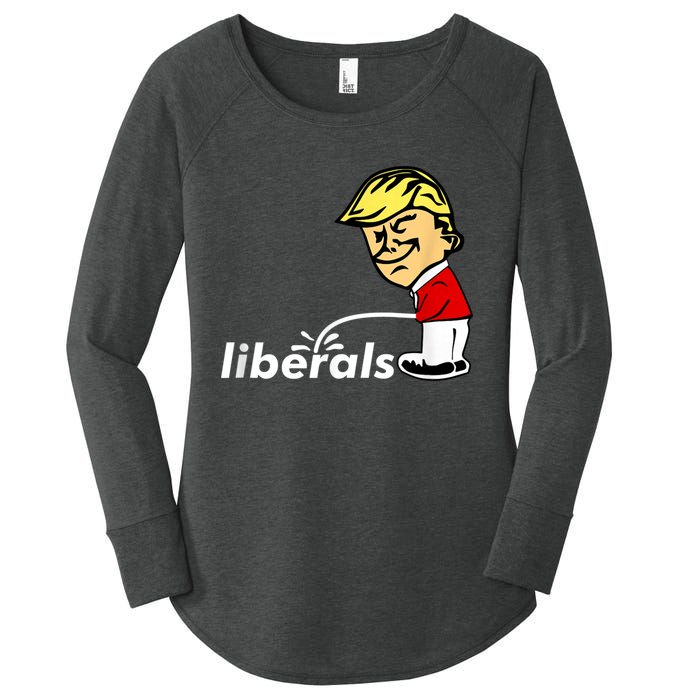 Pro Trump Anti Liberal Donald Trump Pissing On Liberals Women's Perfect Tri Tunic Long Sleeve Shirt