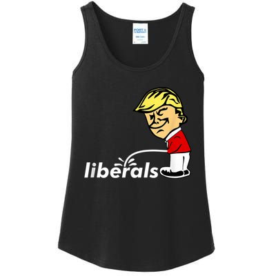 Pro Trump Anti Liberal Donald Trump Pissing On Liberals Ladies Essential Tank