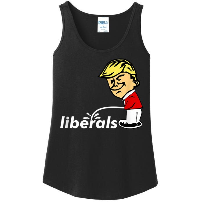 Pro Trump Anti Liberal Donald Trump Pissing On Liberals Ladies Essential Tank