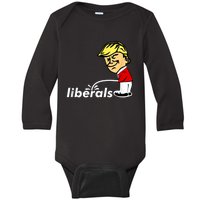 Pro Trump Anti Liberal Donald Trump Pissing On Liberals Baby Long Sleeve Bodysuit