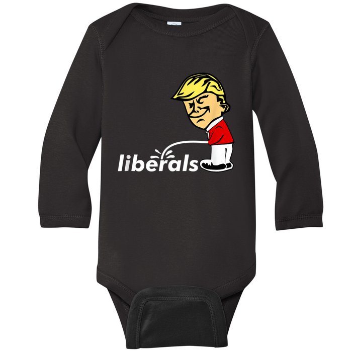 Pro Trump Anti Liberal Donald Trump Pissing On Liberals Baby Long Sleeve Bodysuit