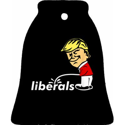 Pro Trump Anti Liberal Donald Trump Pissing On Liberals Ceramic Bell Ornament