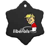 Pro Trump Anti Liberal Donald Trump Pissing On Liberals Ceramic Star Ornament