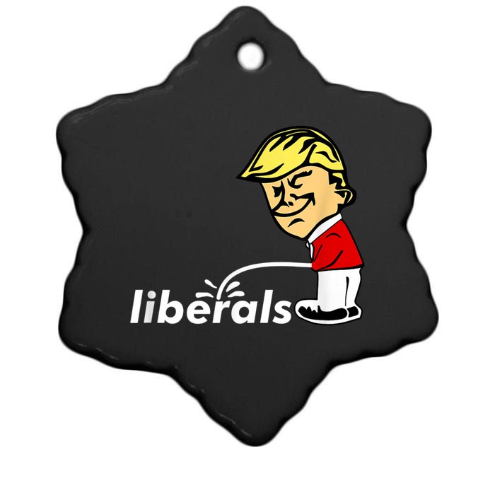 Pro Trump Anti Liberal Donald Trump Pissing On Liberals Ceramic Star Ornament