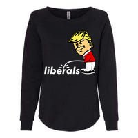 Pro Trump Anti Liberal Donald Trump Pissing On Liberals Womens California Wash Sweatshirt