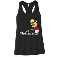 Pro Trump Anti Liberal Donald Trump Pissing On Liberals Women's Racerback Tank