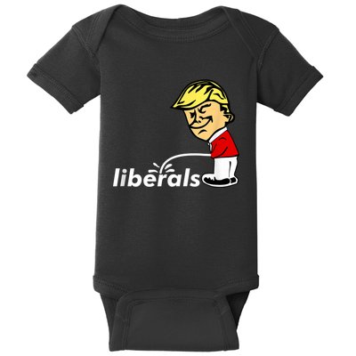 Pro Trump Anti Liberal Donald Trump Pissing On Liberals Baby Bodysuit