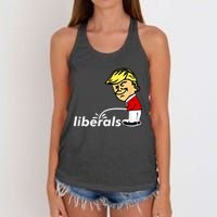 Pro Trump Anti Liberal Donald Trump Pissing On Liberals Women's Knotted Racerback Tank