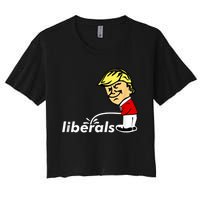 Pro Trump Anti Liberal Donald Trump Pissing On Liberals Women's Crop Top Tee