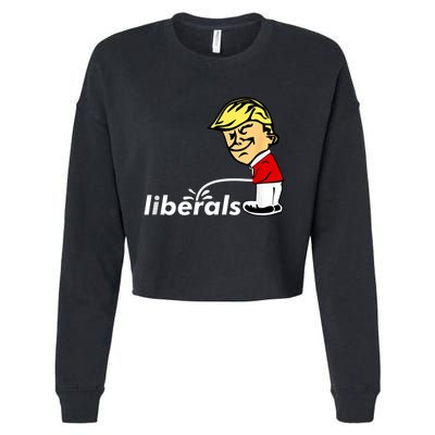 Pro Trump Anti Liberal Donald Trump Pissing On Liberals Cropped Pullover Crew